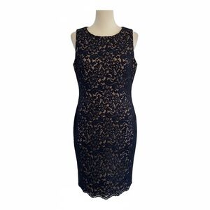 Ralph Lauren Navy Lace Midi Dress